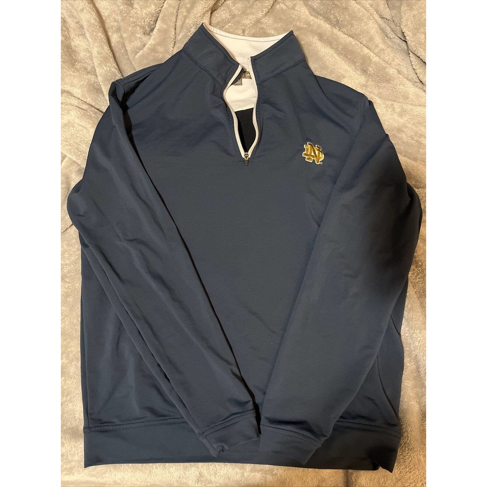 Notre Dame Irish by Peter Millar M Blue Pullover 1/4 Zip Logo Sweatshirt